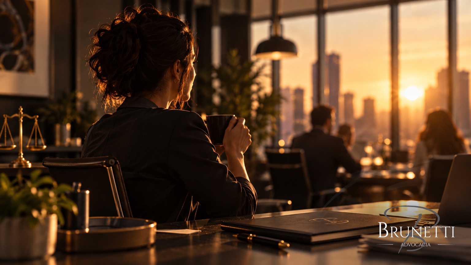 Profissional em escritório ao fim do expediente, simbolizando a mudança nas relações de trabalho